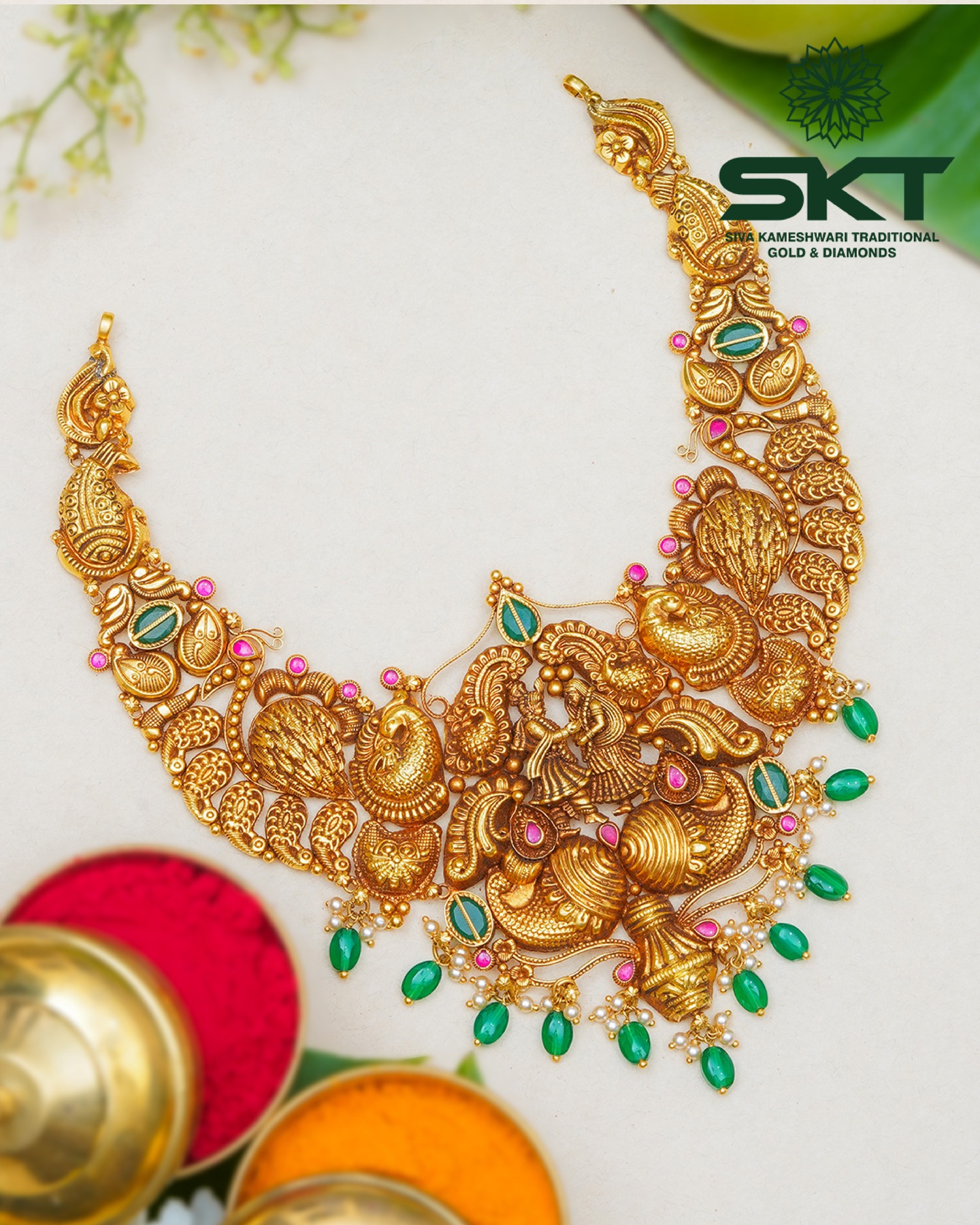 bridal gold jewellery design, golden necklace designs.