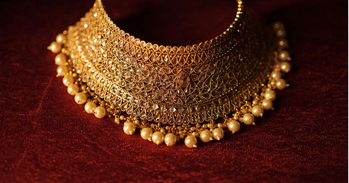 gold ornaments and necklace