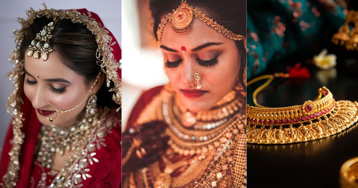 gold ornaments wore by women bride